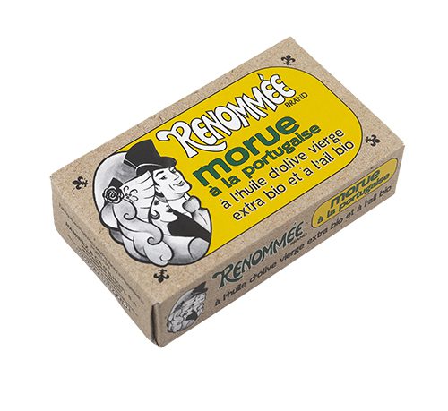 Bacalhau à portuguesa em azeite virgem extra bio e alho bio