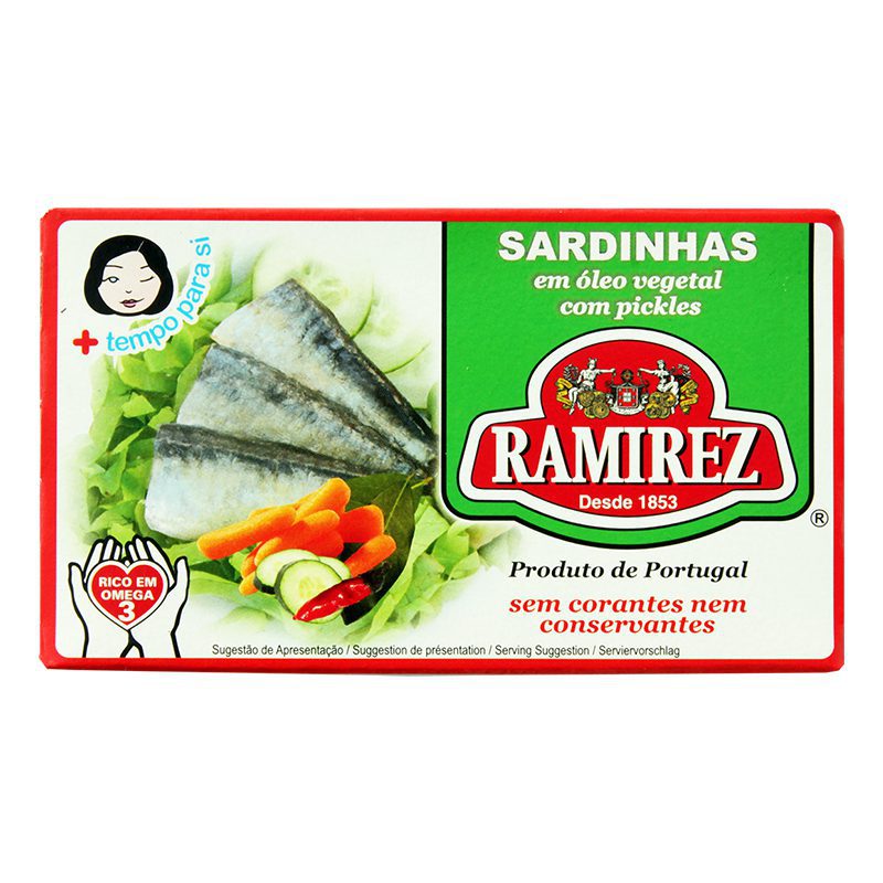 Sardinhas em óleo vegetal com pickles