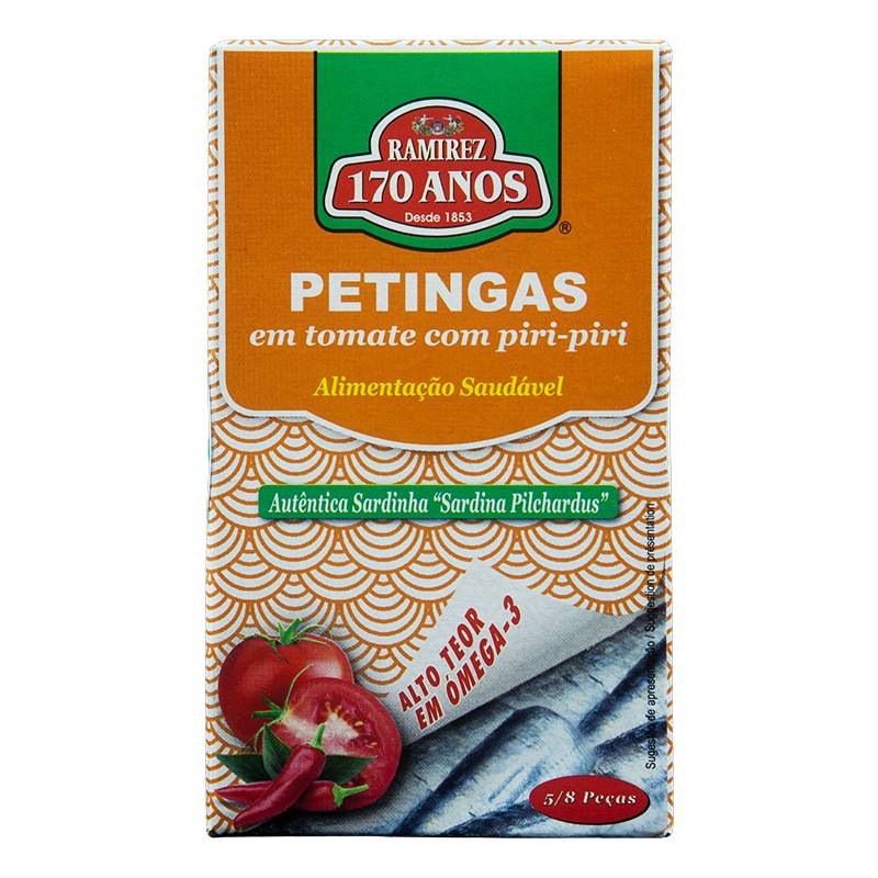 Petingas em tomate com Piri-piri